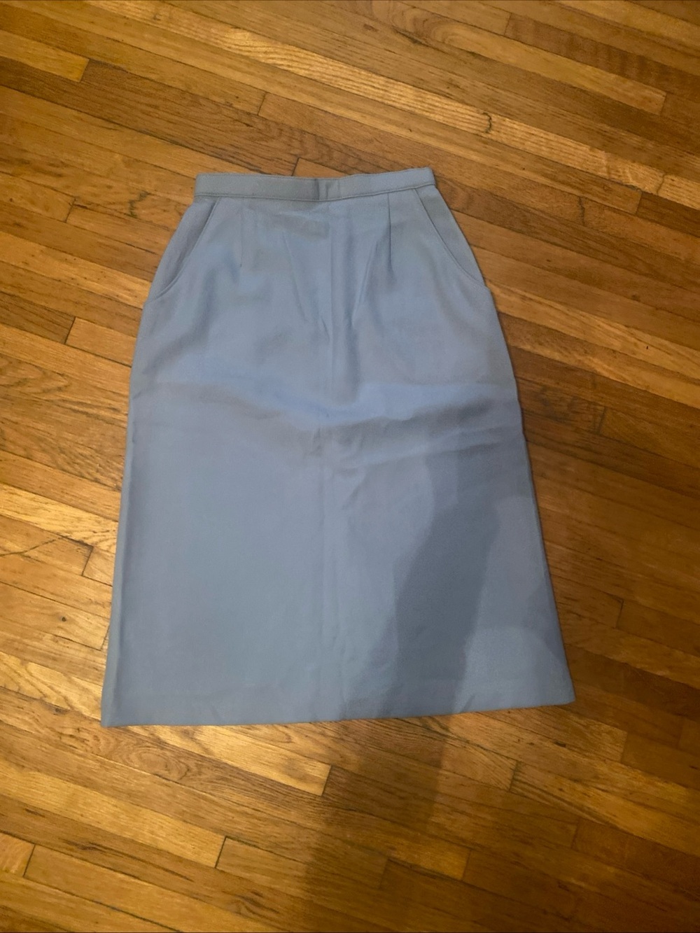 Vintage 70’s/80’s Tailored Sky Blue High-Waist Pencil Skirt